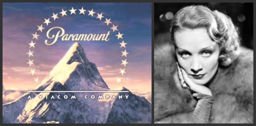 Paramount Studios logo and Marlene Dietrich