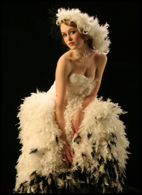 black and white dress of feathers
