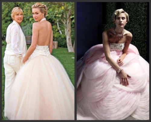 portia-de-rossi-and-ysa-makino-pink-wedding-dresses