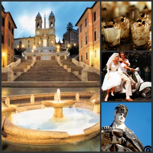 Spanish Steps in Rome, coffee gelato, a vespa wedding and a duomo statue.