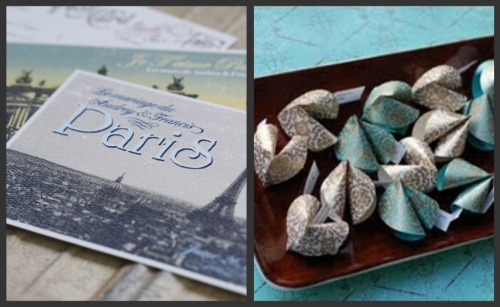 Postcards from Corbin Gurkin and paper fortune cookie favors