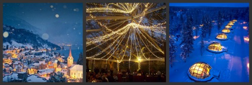 snowy city, starry night reception, Finland igloos