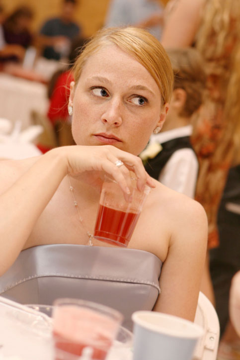 nonplussed bridesmaid